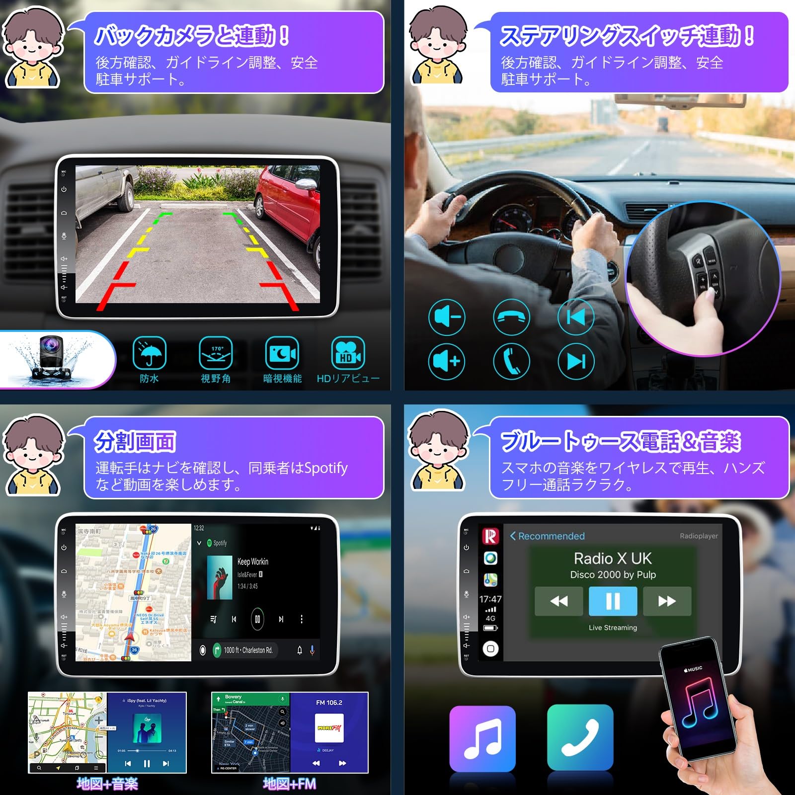 Amazon.co.jp: アンドロイドナビ 10インチ 1din ディスプレイ